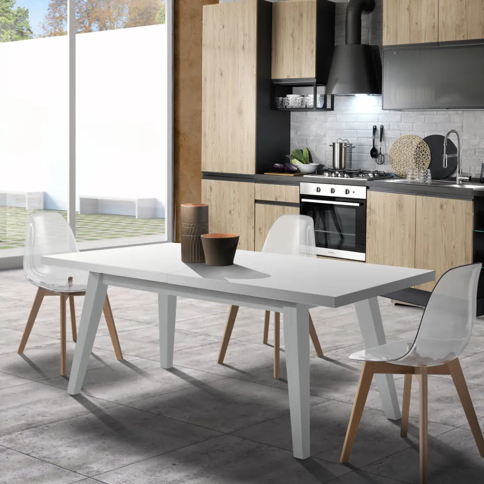 Tavolo da Pranzo Allungabile Fino a 315 cm in Mdf e Legno Massello - Paolo Viadurini