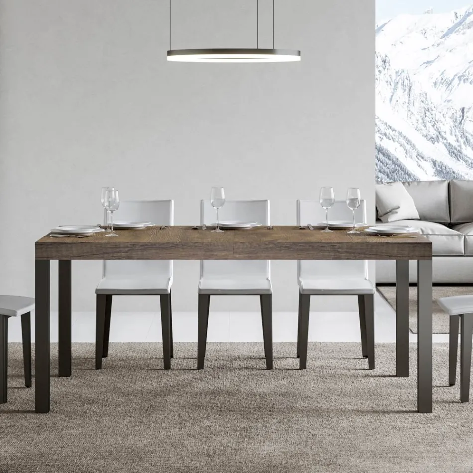 Tavolo da Pranzo Allungabile Fino a 440 cm in Legno e Ferro Made in Italy - Foxy Viadurini