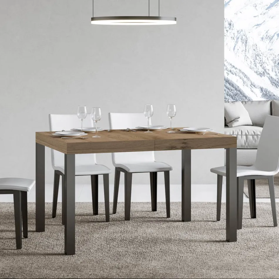 Tavolo da Pranzo Allungabile Fino a 440 cm in Legno e Ferro Made in Italy - Foxy Viadurini