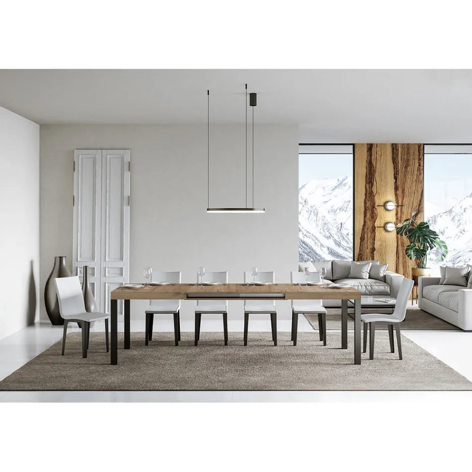 Tavolo da Pranzo Allungabile Fino a 440 cm in Legno e Ferro Made in Italy - Foxy Viadurini