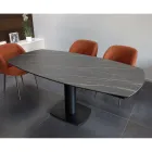Tavolo da Pranzo Allungabile in Ceramica e Base Metallo - Indira Viadurini