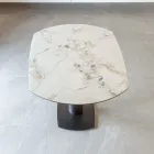 Tavolo da Pranzo Allungabile in Ceramica e Base Metallo - Indira Viadurini