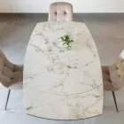 Tavolo da Pranzo Allungabile in Ceramica e Base Metallo - Indira Viadurini
