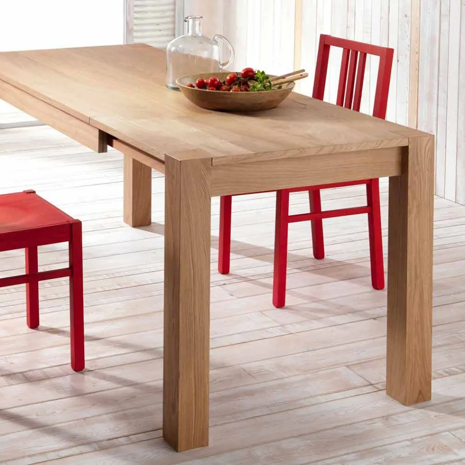 Tavolo da pranzo allungabile in legno di rovere Fedro, made in Italy Viadurini