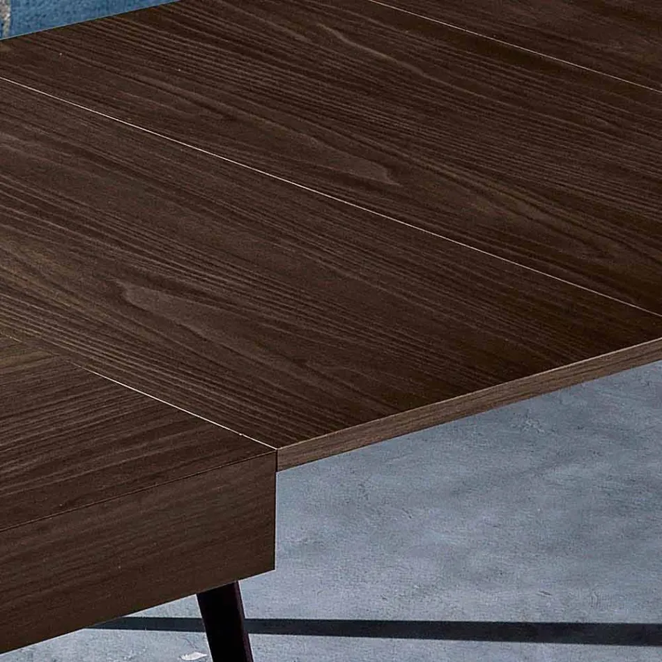 Tavolo da pranzo allungabile in legno melaminico fatto in Italia, Oky Viadurini
