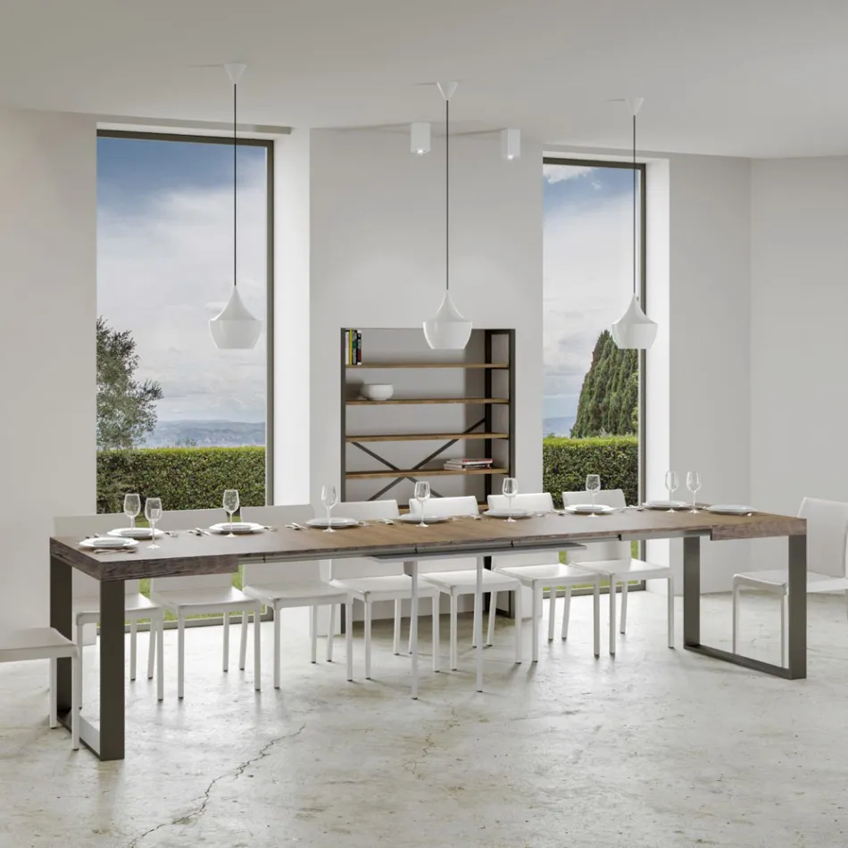 Tavolo da Pranzo Allungabile in Legno Nobilitato e Ferro Made in Italy - Badesi Viadurini