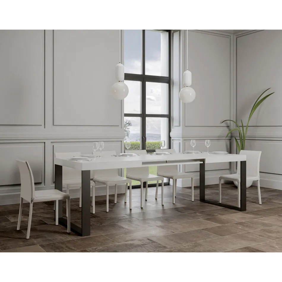 Tavolo da Pranzo Allungabile in Legno Nobilitato e Ferro Made in Italy - Badesi Viadurini