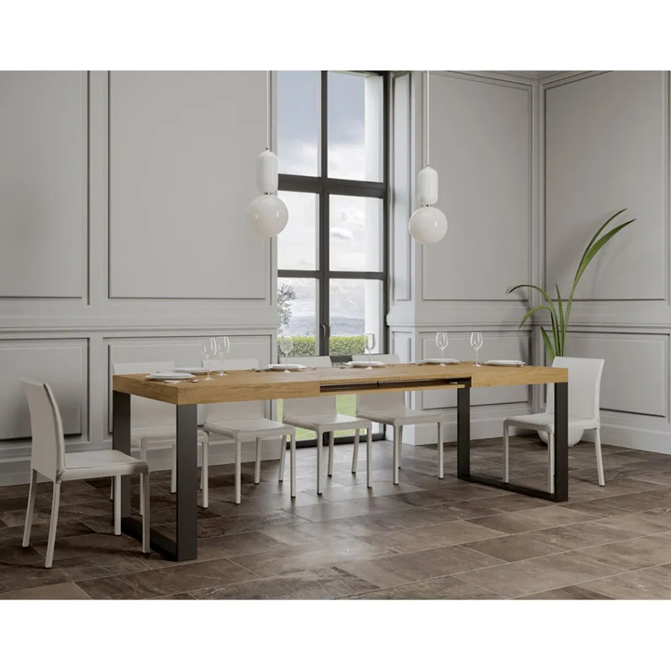Tavolo da Pranzo Allungabile in Legno Nobilitato e Ferro Made in Italy - Badesi Viadurini