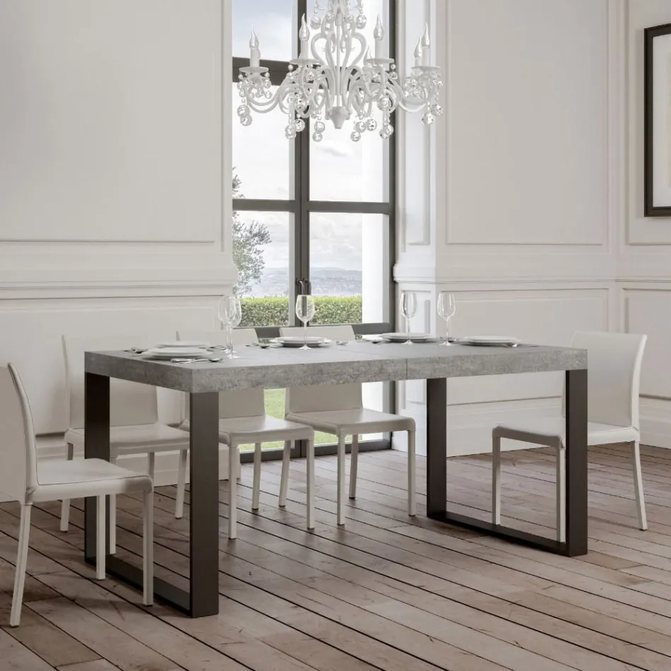 Tavolo da Pranzo Allungabile in Legno Nobilitato e Ferro Made in Italy - Badesi Viadurini