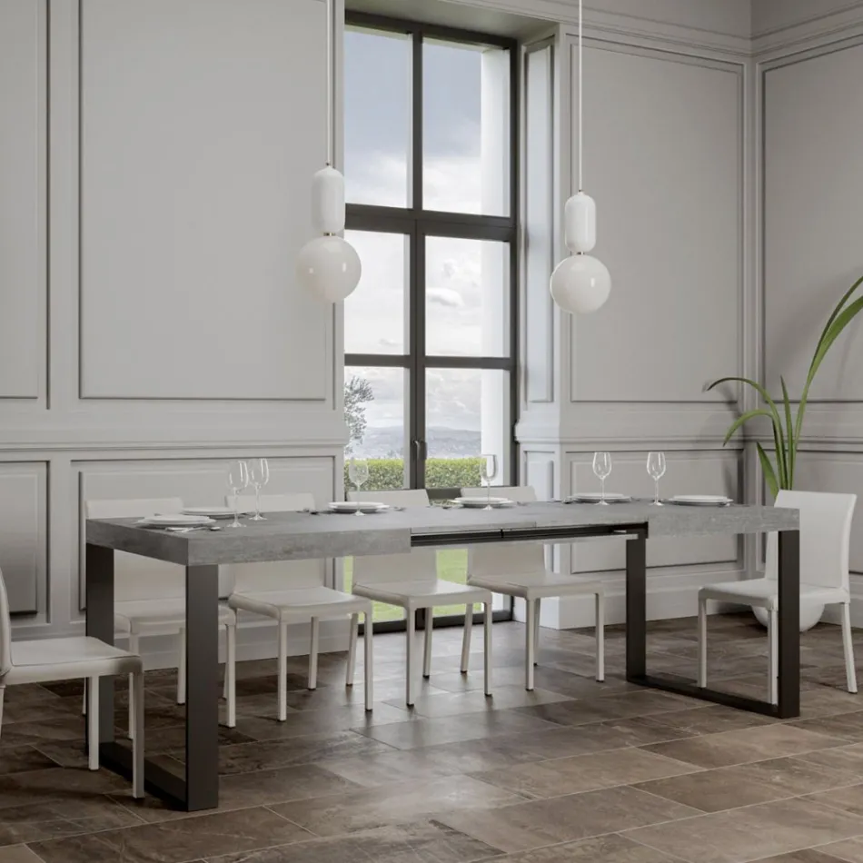 Tavolo da Pranzo Allungabile in Legno Nobilitato e Ferro Made in Italy - Badesi Viadurini