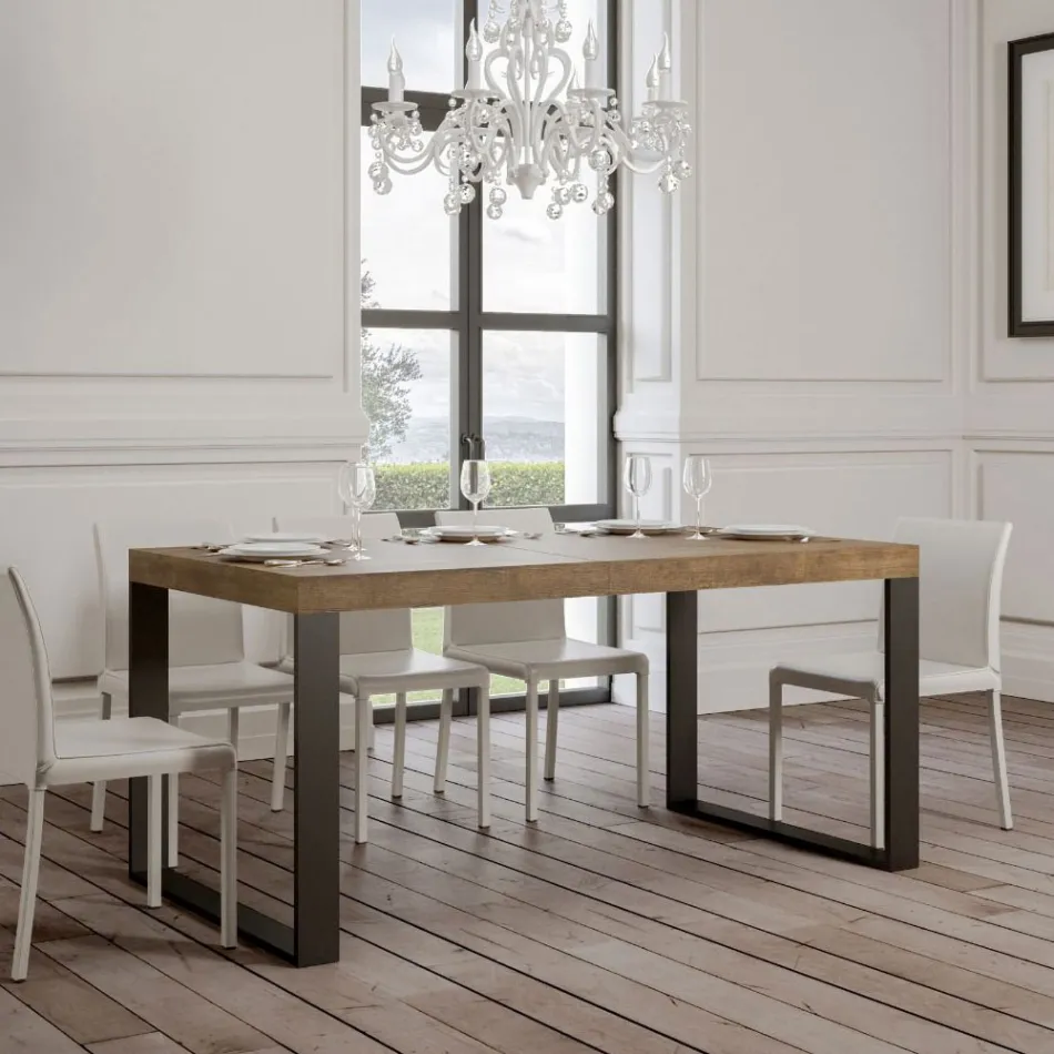 Tavolo da Pranzo Allungabile in Legno Nobilitato e Ferro Made in Italy - Badesi Viadurini