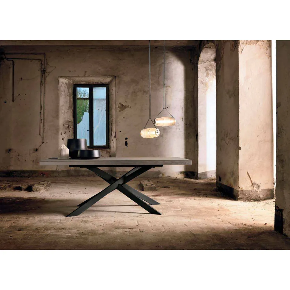 Tavolo da pranzo allungabile in legno rovere L315cm made Italy Oncino Viadurini