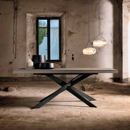 Tavolo da pranzo allungabile in legno rovere L315cm made Italy Oncino Viadurini