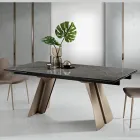 Tavolo da Pranzo Allungabile in Metallo e Vetroceramica Made in Italy - Ania Viadurini