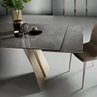 Tavolo da Pranzo Allungabile in Metallo e Vetroceramica Made in Italy - Ania Viadurini