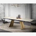 Tavolo da Pranzo Allungabile in Metallo e Vetroceramica Made in Italy - Ania Viadurini