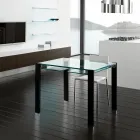 Tavolo da Pranzo Allungabile in Vetro Extrachiaro e Metallo Made in Italy – Sopot  Viadurini