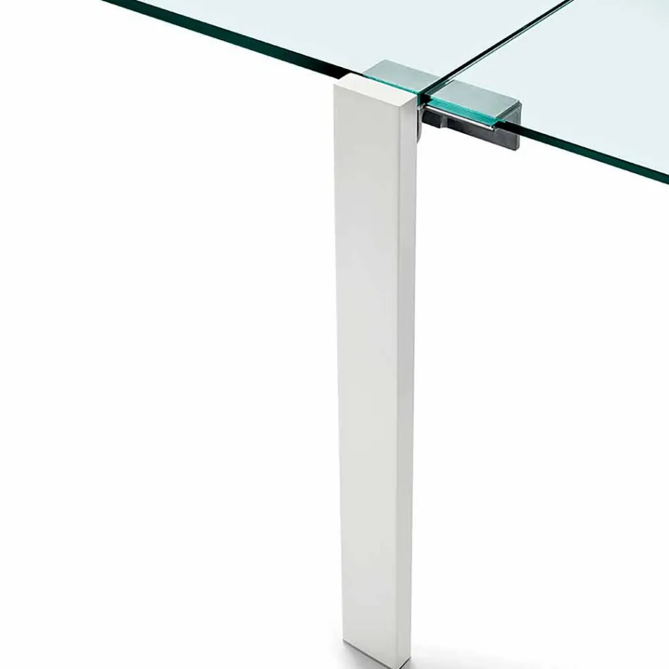 Tavolo da Pranzo Allungabile in Vetro Extrachiaro e Metallo Made in Italy – Sopot Viadurini