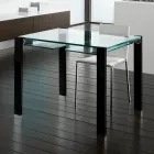 Tavolo da Pranzo Allungabile in Vetro Extrachiaro e Metallo Made in Italy – Sopot  Viadurini