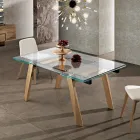 Tavolo da pranzo allungabile in vetro moderno fatto in Italia, Azad Viadurini