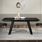 Tavolo da Pranzo Allungabile in Vetroceramica e Metallo Made in Italy - Ania Viadurini