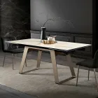 Tavolo da Pranzo Allungabile in Vetroceramica e Metallo Made in Italy - Ania Viadurini