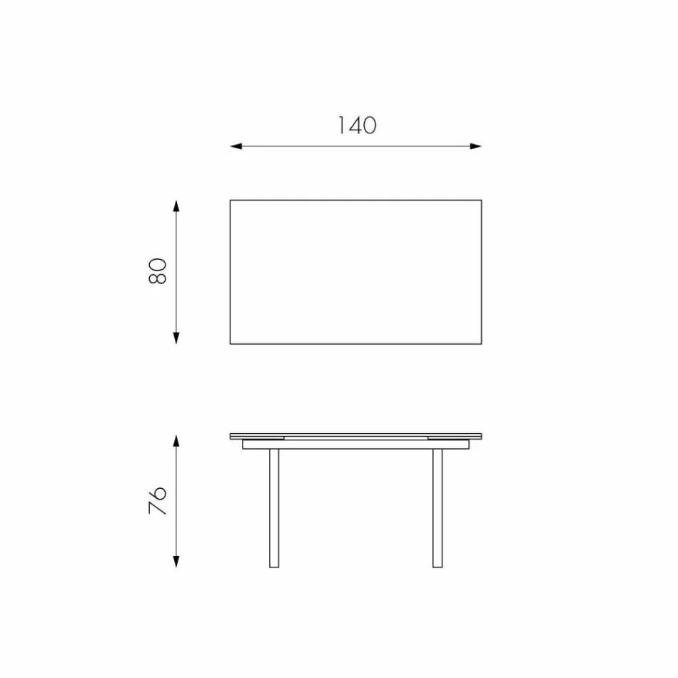 Tavolo da pranzo allungabile moderno in vetro, L140/200x P80 cm, Nardo Viadurini