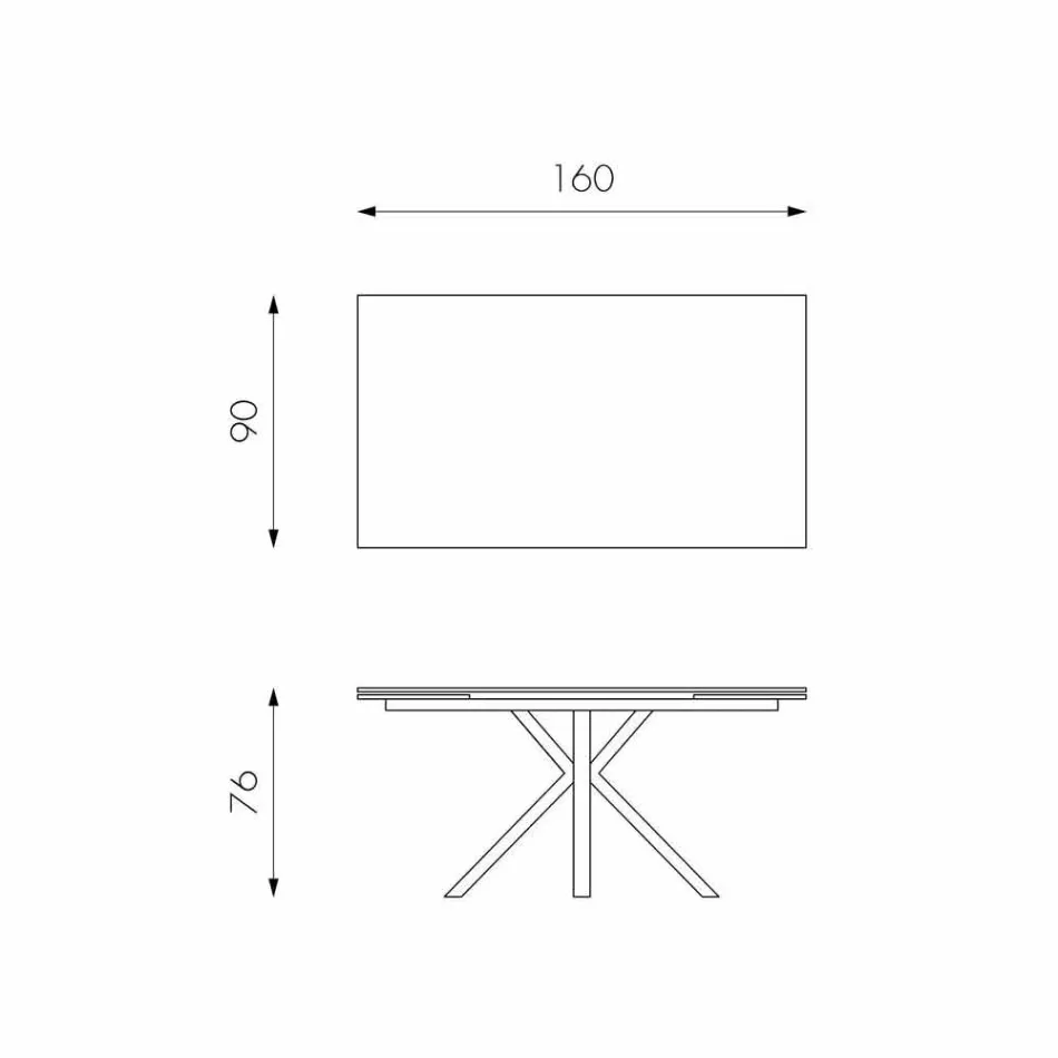 Tavolo da pranzo allungabile vetro-ceramica, l.160/240xp.90 cm, Bacco Viadurini