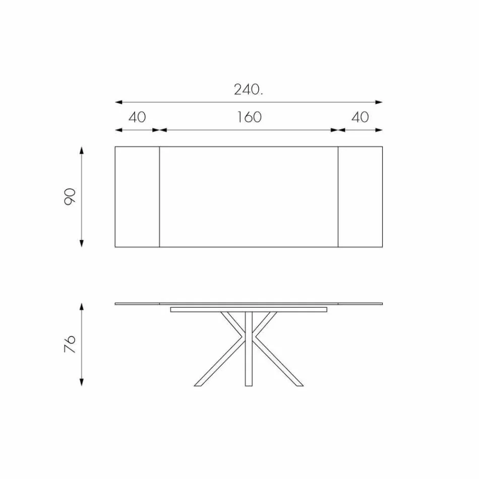 Tavolo da pranzo allungabile vetro-ceramica, l.160/240xp.90 cm, Bacco Viadurini