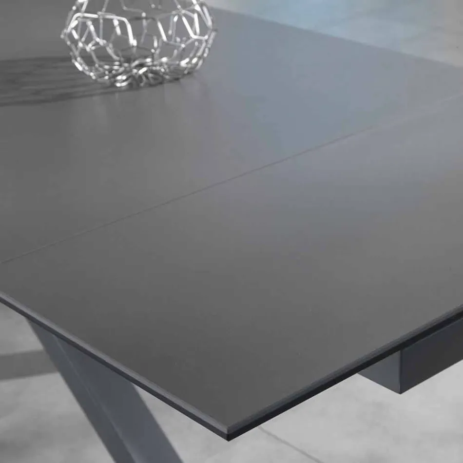 Tavolo da pranzo allungabile vetro-ceramica, l.160/240xp.90 cm, Bacco Viadurini