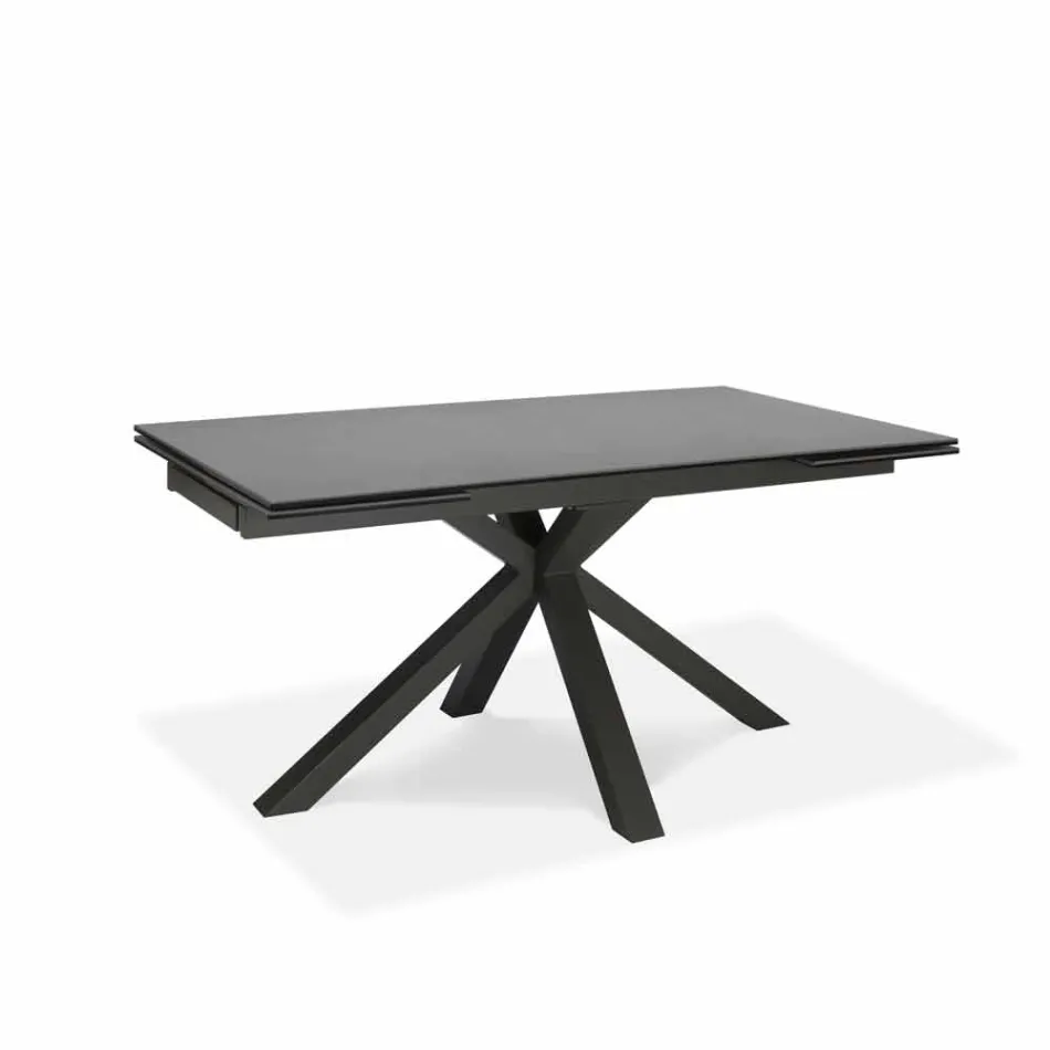 Tavolo da pranzo allungabile vetro-ceramica, l.160/240xp.90 cm, Bacco Viadurini