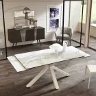 Tavolo da pranzo allungabile vetro-ceramica, l.160/240xp.90 cm, Bacco Viadurini