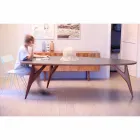 Tavolo da Pranzo Artigianale in Hpl e Mogano Massello Made in Italy - Quercia Viadurini