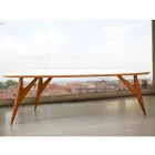 Tavolo da Pranzo Artigianale in Hpl e Mogano Massello Made in Italy - Quercia Viadurini