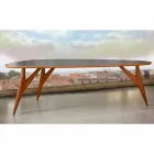 Tavolo da Pranzo Artigianale in Hpl e Mogano Massello Made in Italy - Quercia Viadurini
