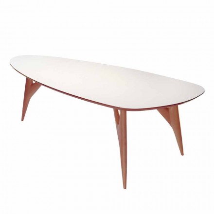 Tavolo da Pranzo Artigianale in Hpl e Mogano Massello Made in Italy - Quercia Viadurini