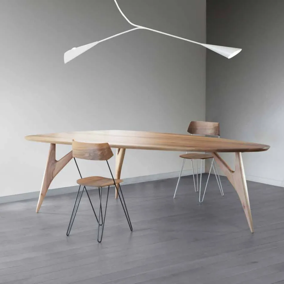 Tavolo da Pranzo Artigianale in Legno Massello di Noce Made in Italy - Nocino Viadurini