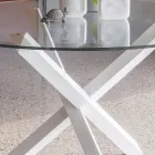Tavolo da Pranzo Base Faggio Massello e Piano Vetro Temperato - Evergreen Viadurini