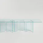 Tavolo da Pranzo con Base e Piano Rettangolare in Vetro Made in Italy - Thommy Viadurini