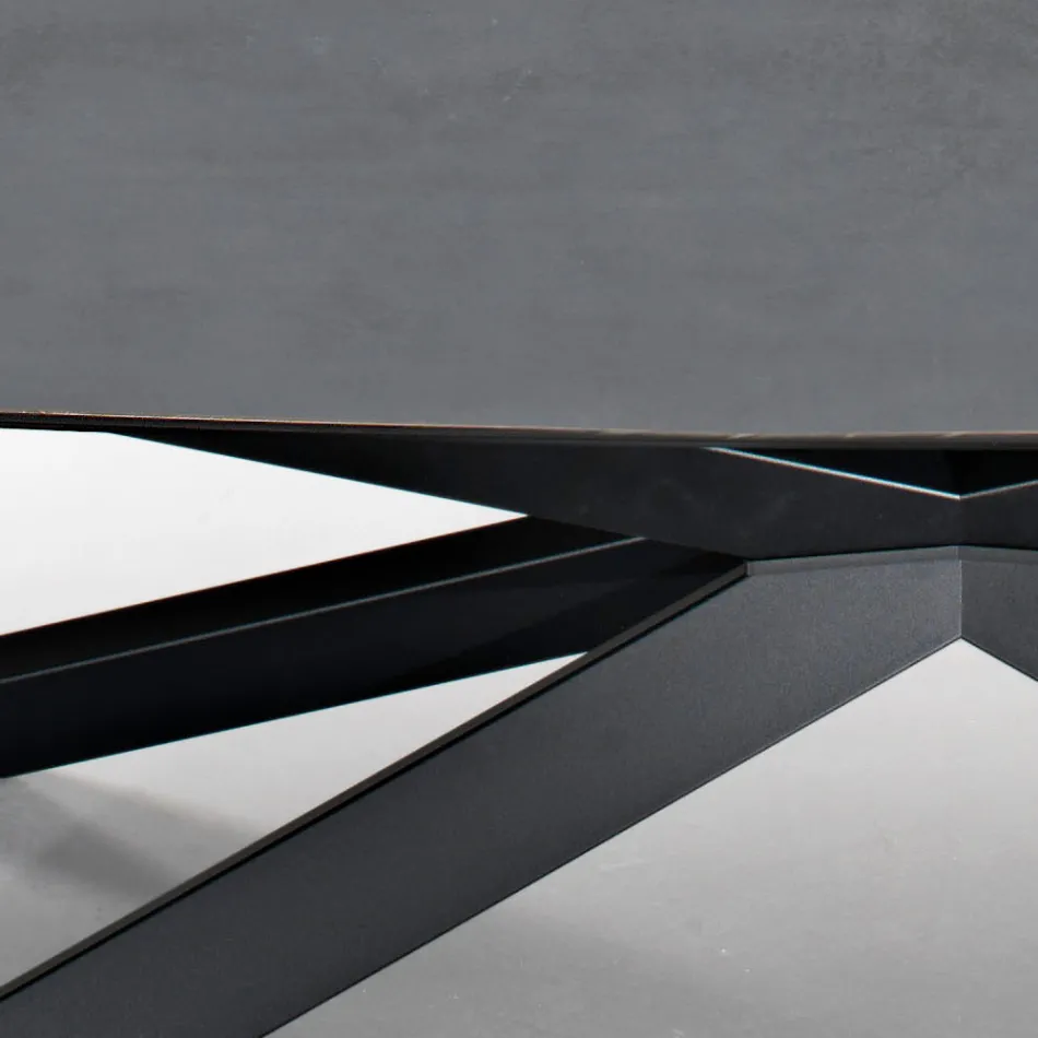Tavolo da Pranzo con Piano a Botte in Laminato HPL Made in Italy - Grotta Viadurini