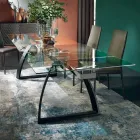 Tavolo da Pranzo con Piano Allungabile in Vetro Made in Italy - Antimo Viadurini