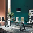 Tavolo da Pranzo con Piano Allungabile in Vetro Made in Italy - Antimo Viadurini