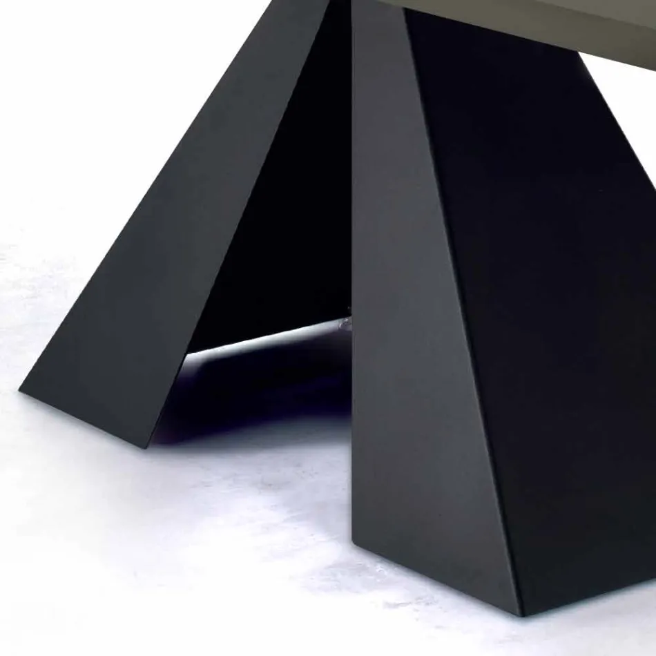 Tavolo da Pranzo con Piano in Fenix e Base in Acciaio Made in Italy - Dalmata Viadurini