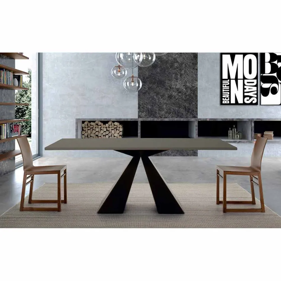 Tavolo da Pranzo con Piano in Fenix e Base in Acciaio Made in Italy - Dalmata Viadurini