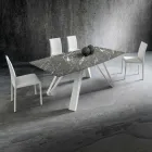 Tavolo da Pranzo con Piano in Hpl e Base in Metallo Made in Italy - Aresto Viadurini