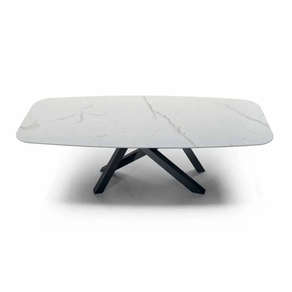 Tavolo da Pranzo con Piano in Ipermarmo Made in Italy Pregiato - Settimmio Viadurini