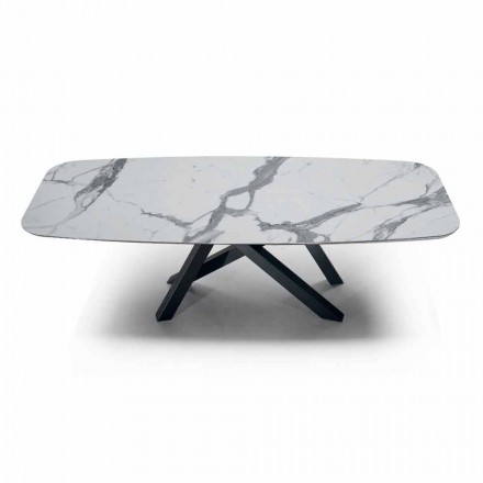 Tavolo da Pranzo con Piano in Ipermarmo Made in Italy Pregiato - Settimmio Viadurini