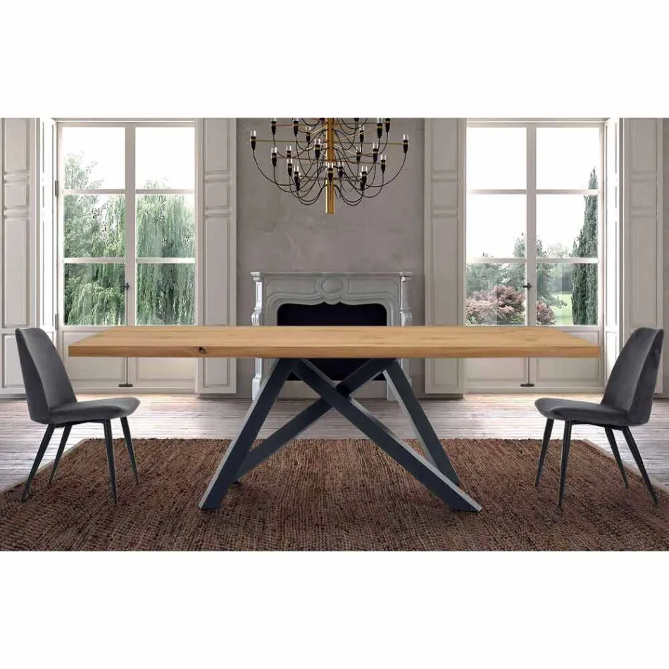Tavolo da Pranzo con Piano in Legno Impiallacciato Made in Italy - Settimmio Viadurini