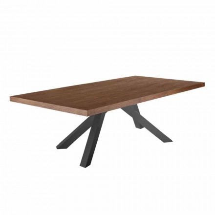 Tavolo da Pranzo con Piano in Legno Impiallacciato Made in Italy - Settimmio Viadurini