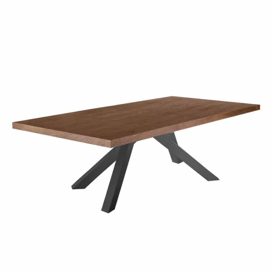 Tavolo da Pranzo con Piano in Legno Impiallacciato Made in Italy - Settimmio Viadurini